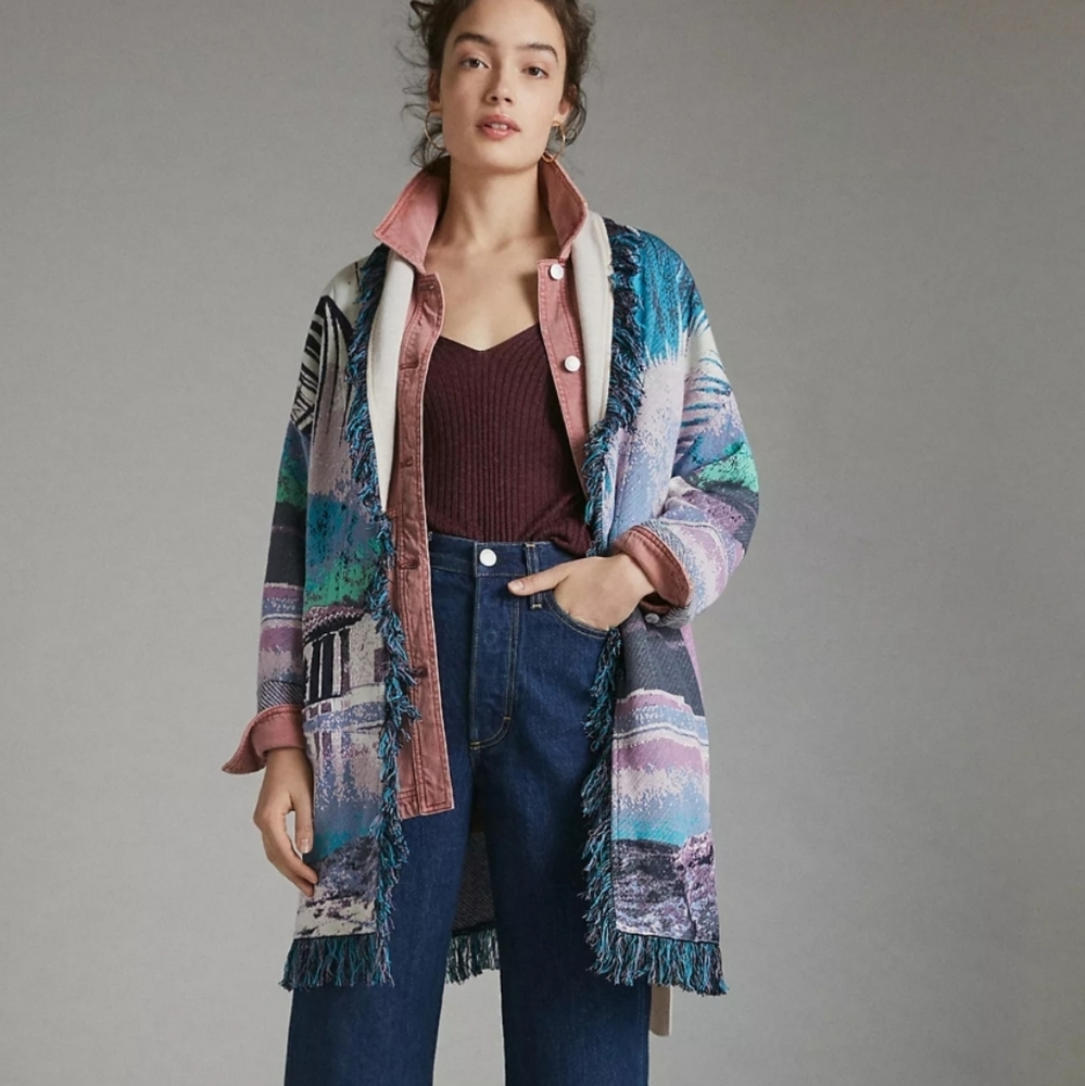 NWT Anthropologie Moira Fringed Cardigan